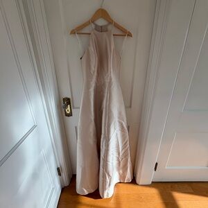 Alfred Sung Champagne Satin Twill Bridesmaid Dress